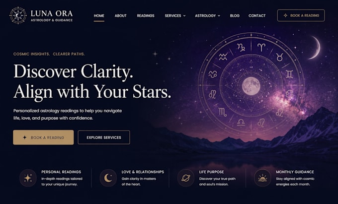 redesign squarespace astrology website holistic website reiki healing website