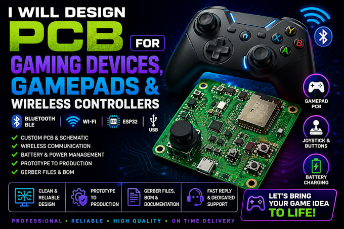 design custom pcb for gaming devices, gamepads and wireless controllers