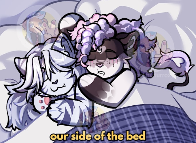 draw your furry characters in a cute sleeping chibi ych