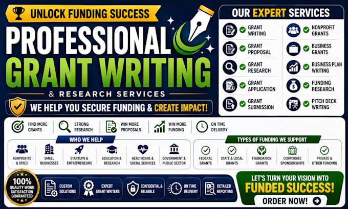 research, write grant proposals, and complete grant applications