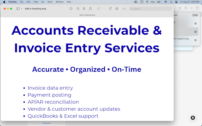 provide accurate data entry and invoice services