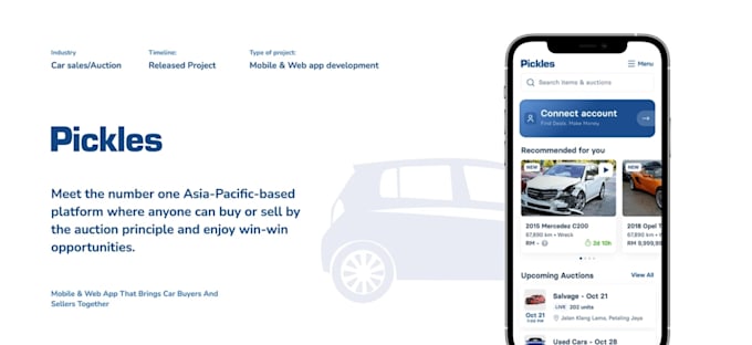 create real time auction bidding website, car auction app, car rental website