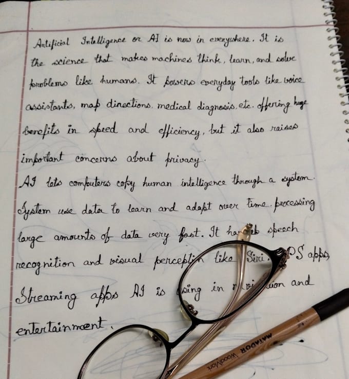 hand writing any language in cursive or plain