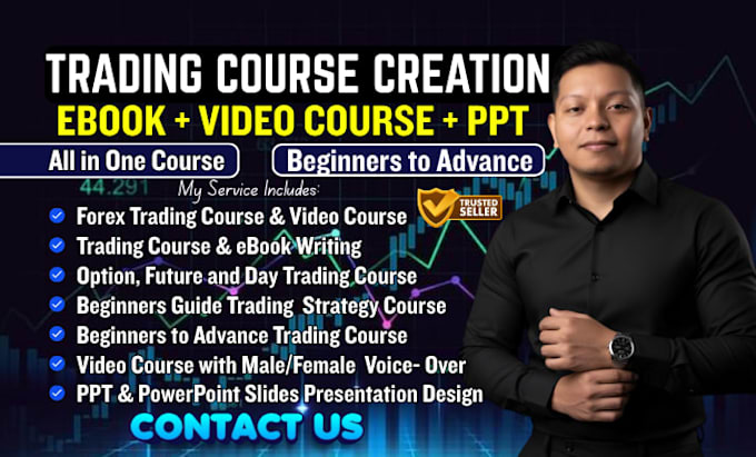 create beginner guide trading course with ebook, video course, lessons plan, PPT