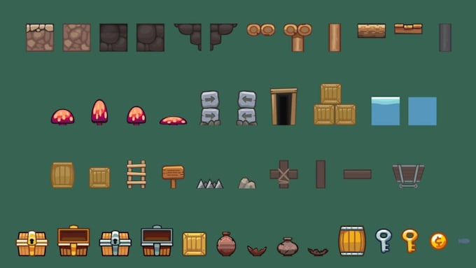 do 2d topdown pixel art tileset,  pixel background, game asset for rpgs
