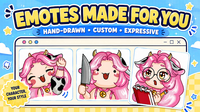 draw custom chibi emotes for twitch and discord