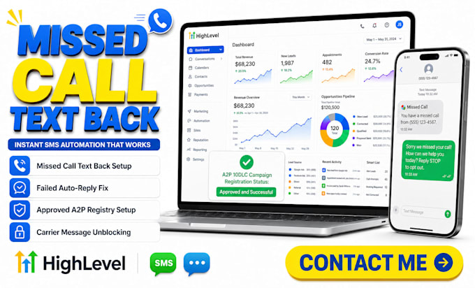 fix custom gohighlevel missed call text back setup a2p 10dlc registration crm