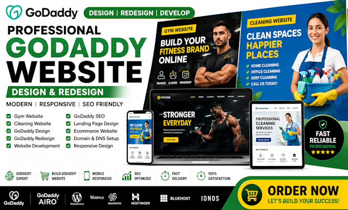 godaddy website design godaddy website redesign gym website cleaning website