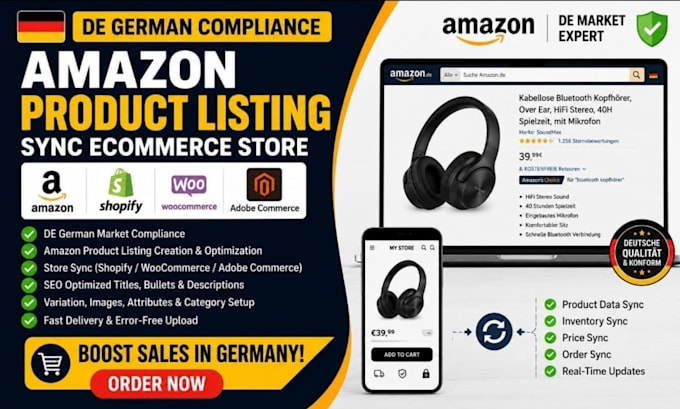 create de german compliance amazon product listing sync ecommerce store, shopify