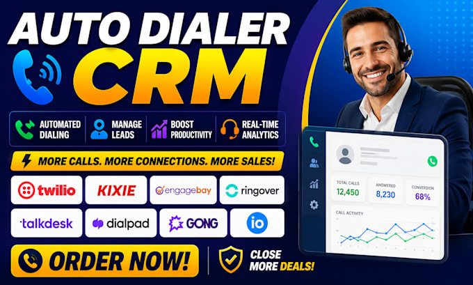 setup auto dialer twilio kixie engagebay ringover talkdesk dialpad gong io CRM