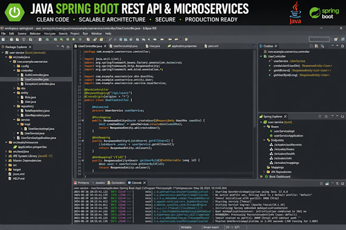 develop java spring boot rest API and microservices