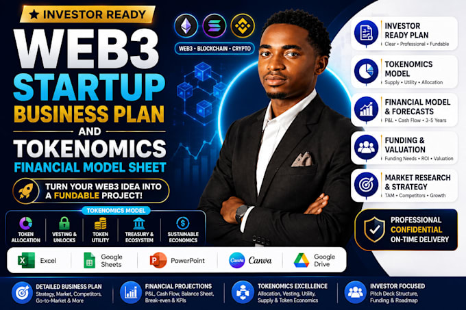 build a web3 startup business plan and tokenomics financial model sheet