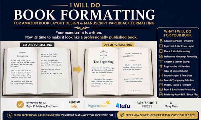 do book formatting for amazon book layout design manuscript paperback formatting