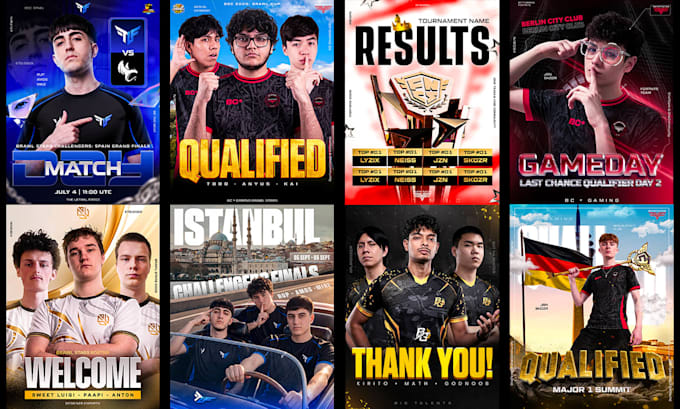 design esports banners and posters for teams