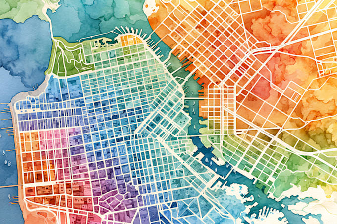 create custom hand drawn map in watercolor style