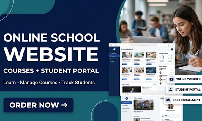 create an online school website with courses and portal