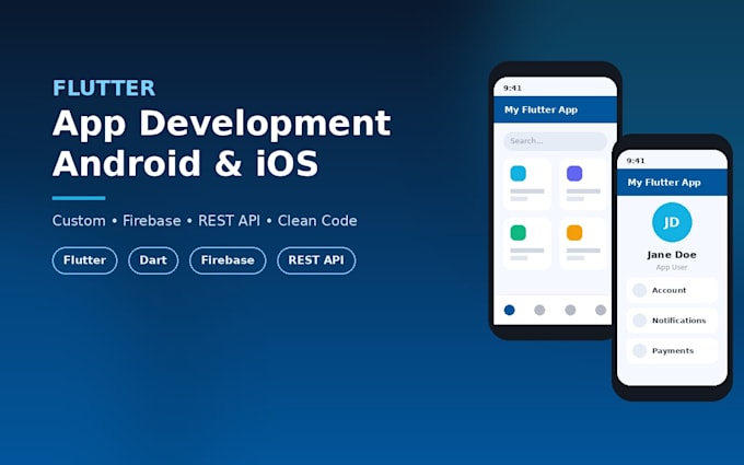 develop custom flutter apps for android and ios