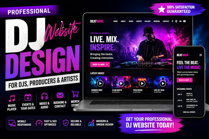 design a professional dj website for djs, producers and artists