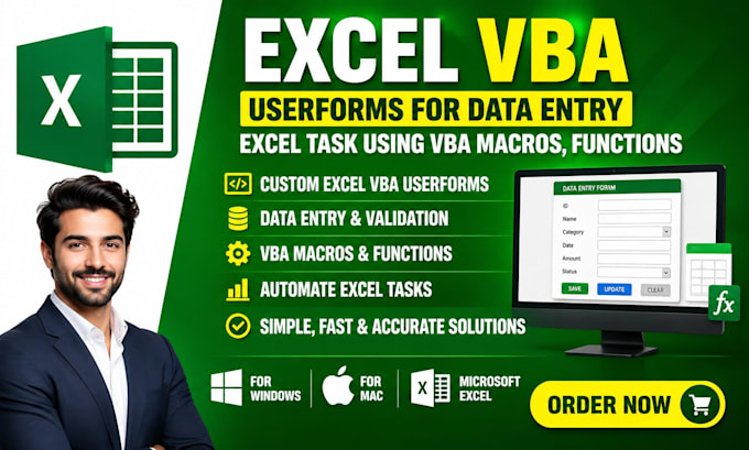 create excel vba userforms for data entry excel task using vba macros, functions