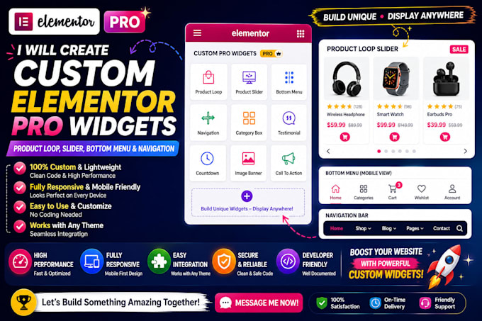 build custom elementor pro widgets plugins and woocommerce features
