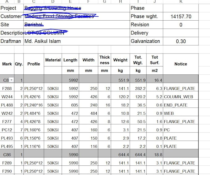 do bim structural steel and rcc material takeoff and boq