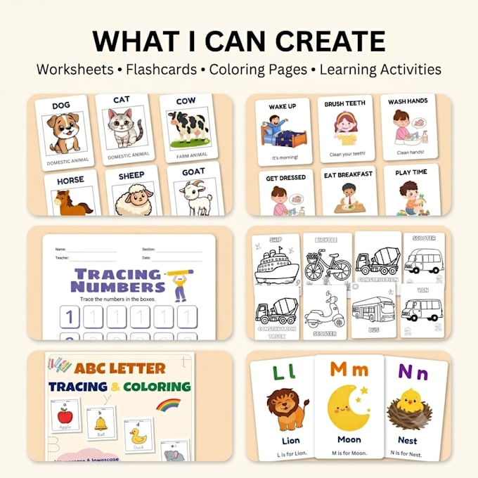 create custom kids worksheets, flashcards and printables