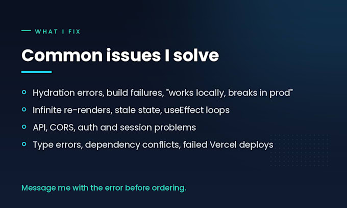 fix bugs in your react, next js or node js app fast