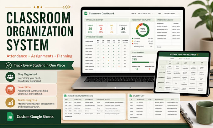 create an automated google sheets teacher planner and gradebook