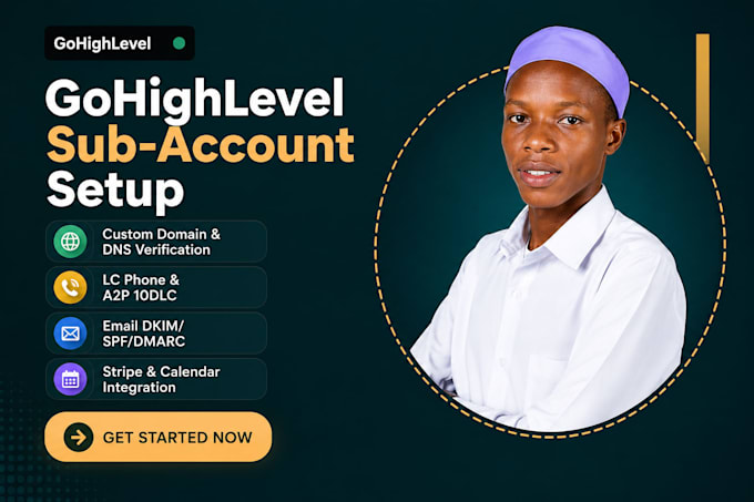 setup gohighlevel sub account, custom domain, and lc phone setup