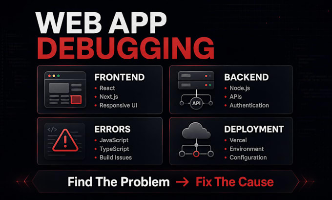 fix website bugs in react nextjs javascript and nodejs