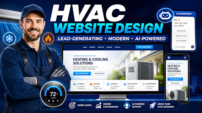 build hvac contractor website, ac repair, website with ai sale agent