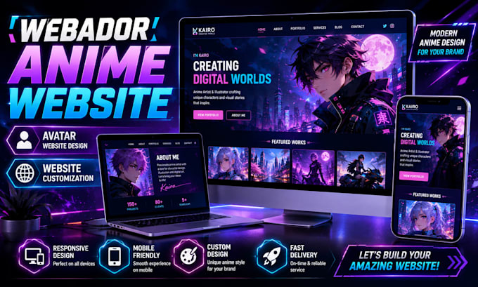 design a custom webador anime website and customize your website