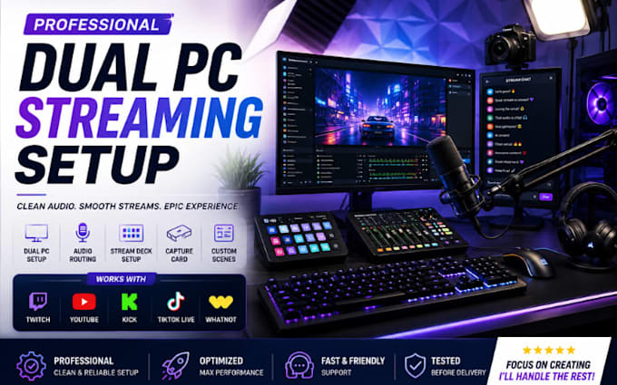 setup your dual PC streaming, obs, stream deck, goxlr, and audio routing