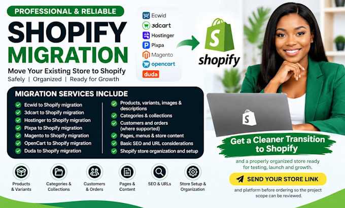 migrate ecwid 3dcart hostinger pixpa magento opencart duda to shopify migration