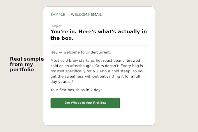 write email copy for your existing welcome and cart recovery flows