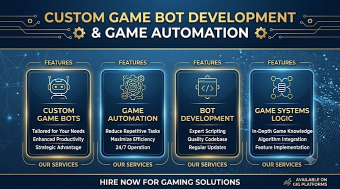 build a custom game bot, game automation, bot development, and game systems