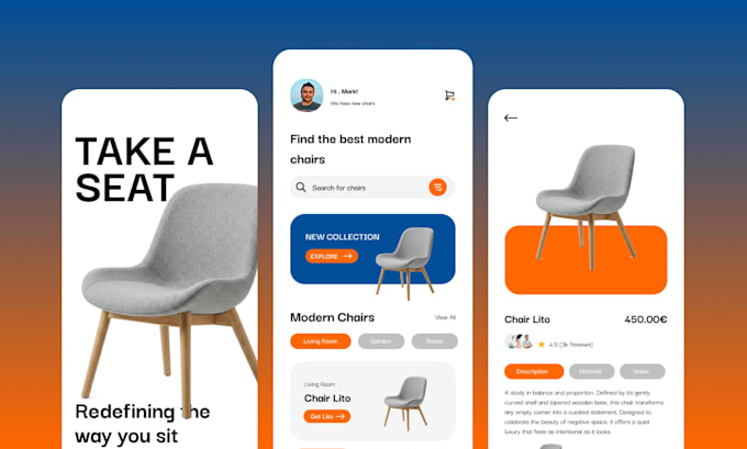 design a modern figma app UI, UX mobile prototype, mvp design
