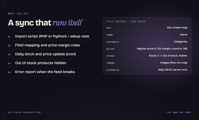 import your supplier XML or CSV feed to woocommerce with stock sync