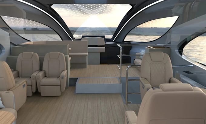 create 3d photorealistic interior and exterior rendering for a yacht or boat