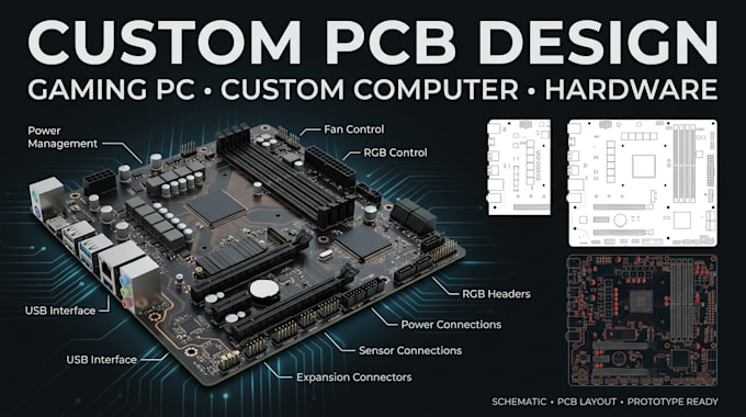 custom gaming PC, and computer hardware tech pack pcb wearable bluetooth device