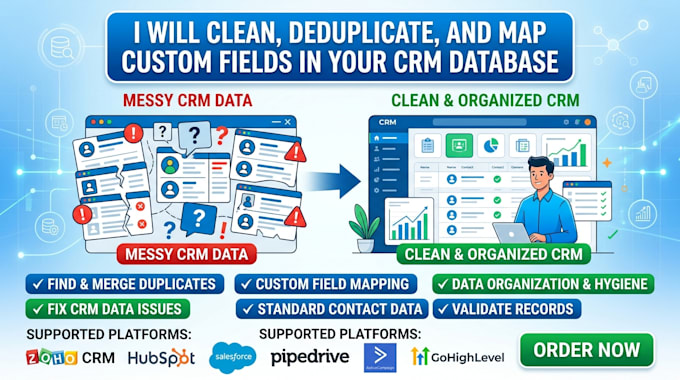 clean, deduplicate and map custom fields in your CRM database crm cleanup