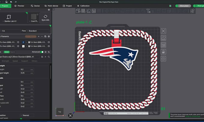 design custom hype chain pendant 3d model stl 3mf turnover chain for 3d printing