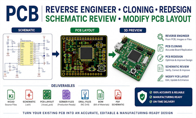 pcb reverse engineer pcb cloning pcb redesign schematic review modify pcb layout
