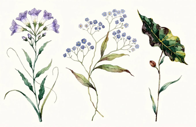 paint watercolor flowers and botanical illustrations