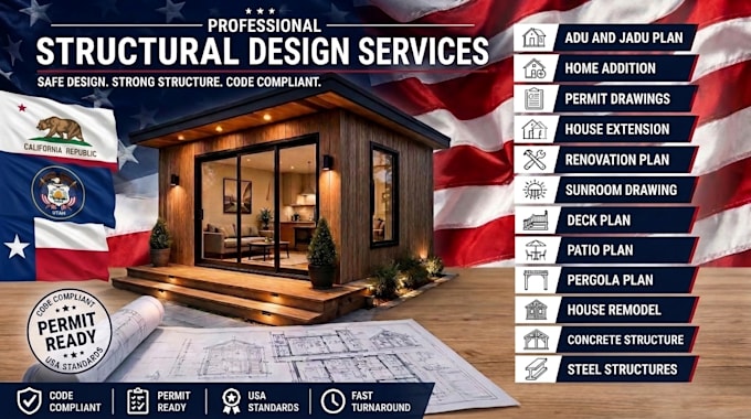 permit drawing adu jadu garage conversion home addition with renovation plan ca