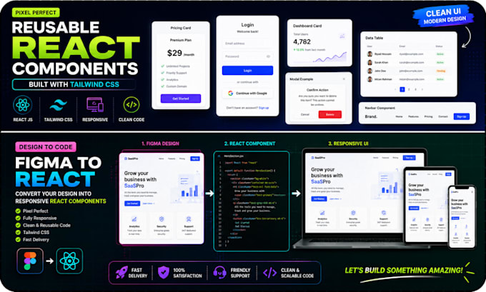 build reusable craft efficient react components with tailwind CSS
