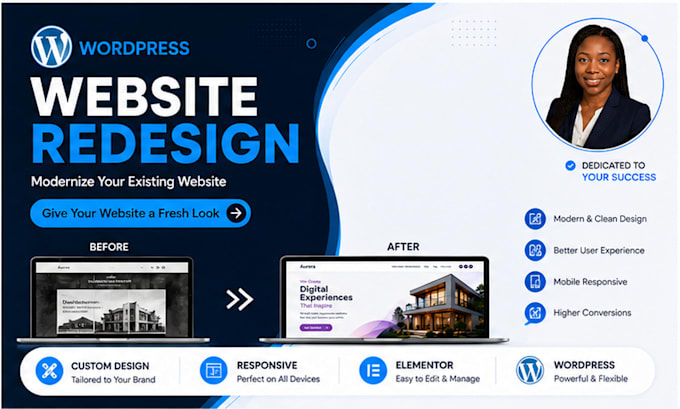 redesign your wordpress website with elementor