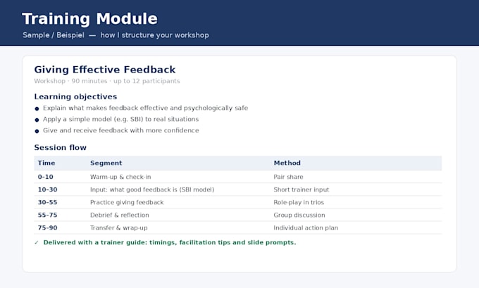 create a professional workshop or elearning concept