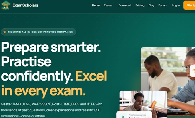 build jamb cbt exam website test prep tutoring education website