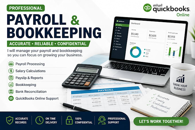 manage your payroll and bookkeeping using quickbooks or excel